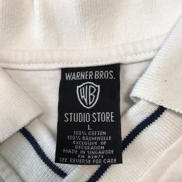 Warner Brothers Mens Polo Shirt, Size L, Colour White with Tasmanian Dev… - Picture 8 of 8